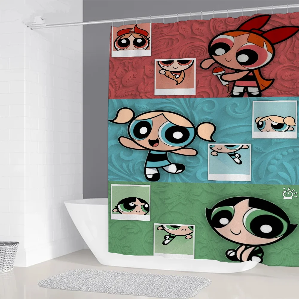 The Powerpuff Girls Shower Shower Curtain for Bathroom Folding Partition Curtains Accessories Bath Bedrooms Houses Rooms Quarto