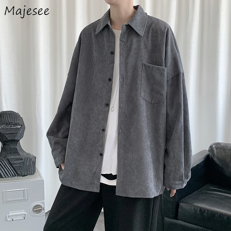 

Vintage Corduroy Jackets Men Autumn Male Loose BF Casual Gentle Stylish Outerwear All-match Streetwear Cool Fashion Teens Chic