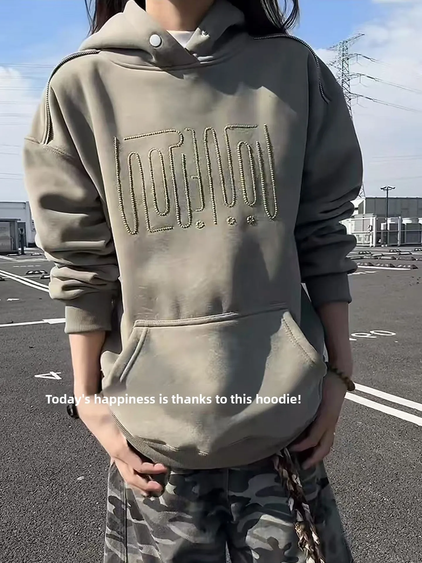 

Warm American Letter Emed Hoodie Men's Winter Fce Lined Loose Fit Casual Top Youth Long Sve Thermal Hooded Sweatirt