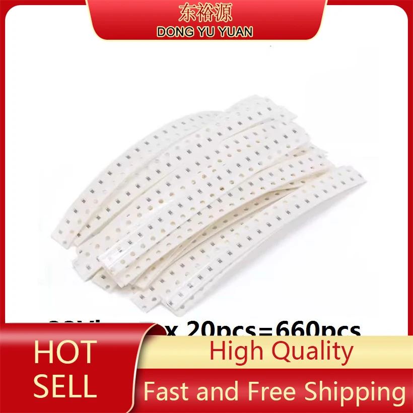 1206 SMD Resistor Kit 33valuesX 20pcs=660pcs 1ohm-1M Ohm 1% 3R3 5R1 10R 22R 47R 62R  82R 1/10k 100R 150R 330R 470R 680R 47k 680k