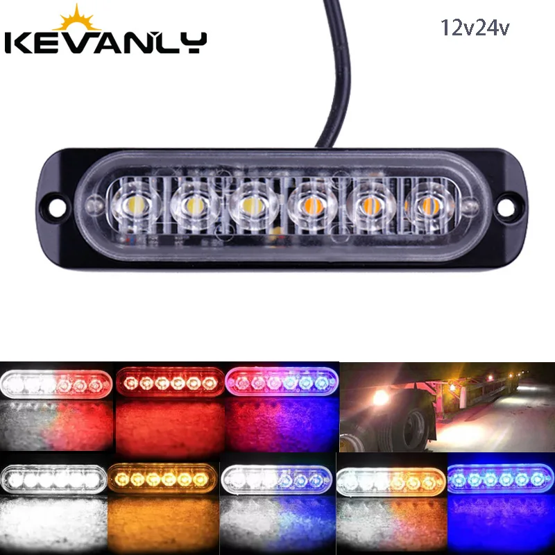 

1pcs 6LED Car Truck Trailer Beacon Lamp LED Side Light For Car Strobe Warning Light Grill Flashing Breakdown Emergency Light Car