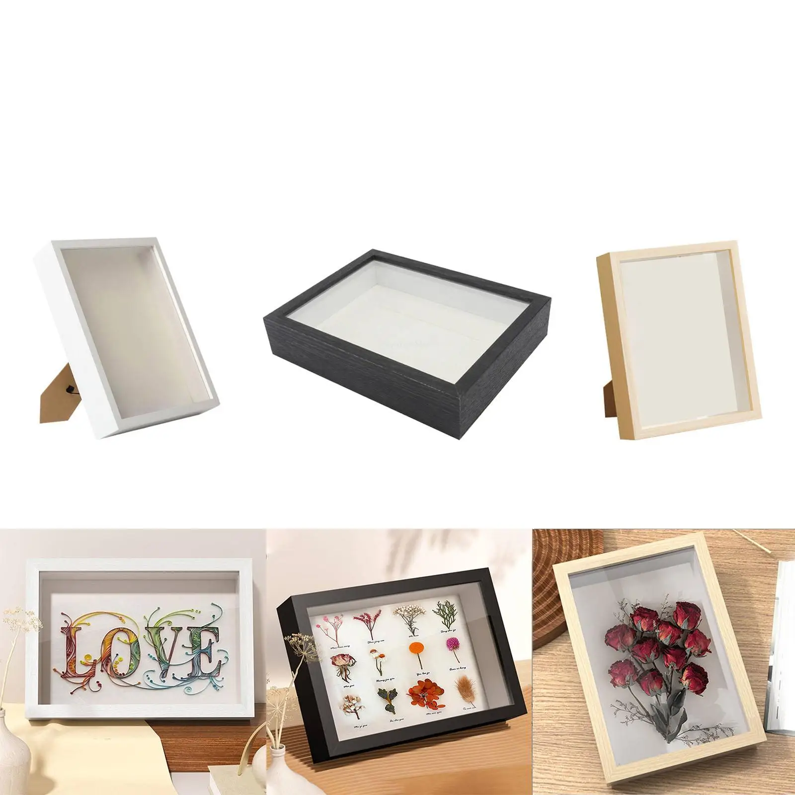 DIY Shadow Box Frame 3cm Inside Depth Decorative Wood Collection Tickets Rectangle Dried Flower Display Frame Box Picture Frame