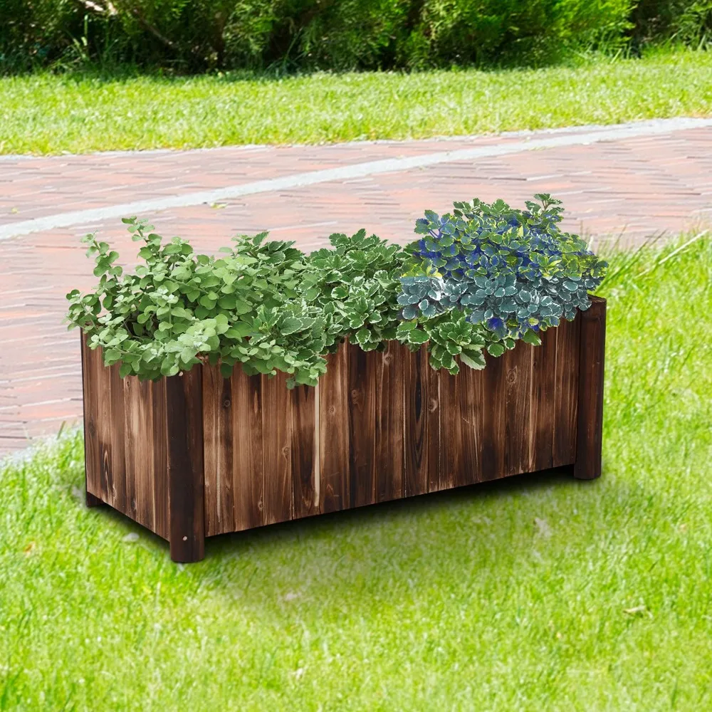 

48" x 20" x 18" Raised Garden Bed, Raised Planter Box, Wooden Planter Raised Bed with Drainage Gaps & Lightweight, Customized