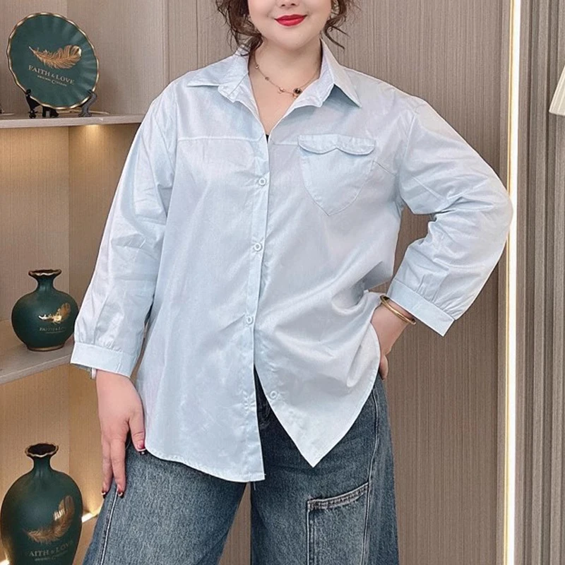 

Женская белая блузка французского дизайнера больших размеров на весну и лето 2024, свободный многослойный топ 2503