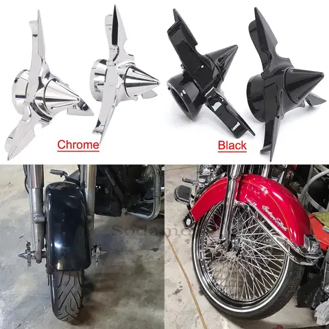 2Pcs Chrome Spinning Blade Front Axle Nut Caps Covers for Harley Dyna Softail Sportster Touring V-Rod Trike Street 2002-2016