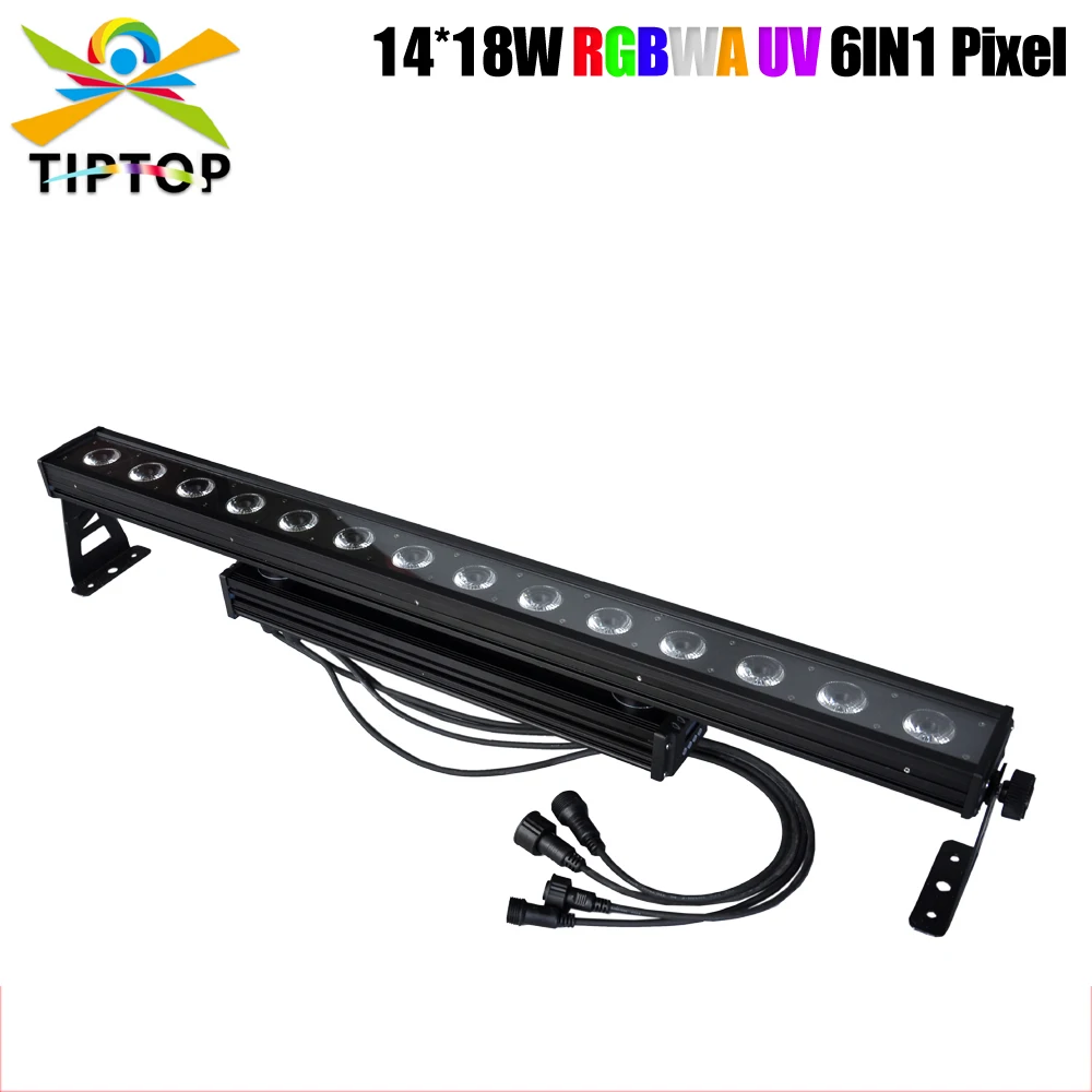 TIPTOP  Waterproof Running Pixel Led Wall Washer Light 14x18W RGBWA UV 6IN1 DMX/mater and slave/Sound Control IP65 CE ROHS