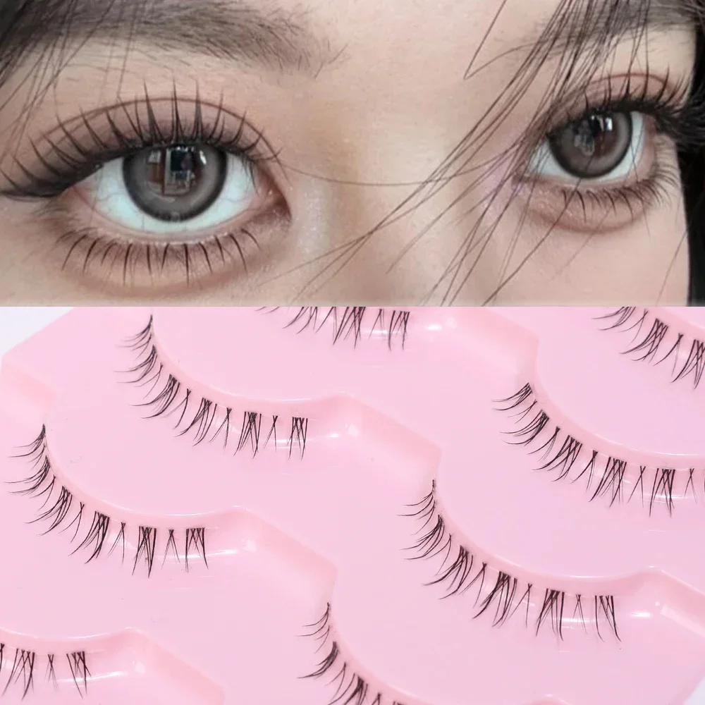 5 paia di ciglia inferiori Manga Clear Band sottile piccola fiamma sotto ciglia finte striscia ciglia inferiori naturali strumenti per il trucco coreano