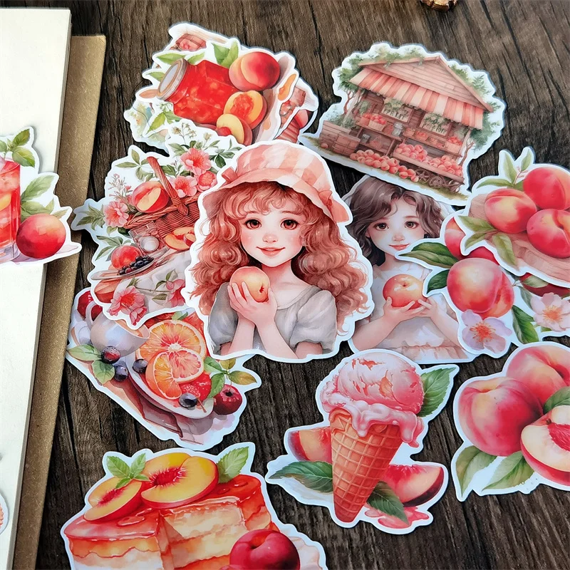 

19pcs Watercolor Fruit Girl Tent Stickers Vintage, Waterproof Cute for Photo Album stationery scrapbooking