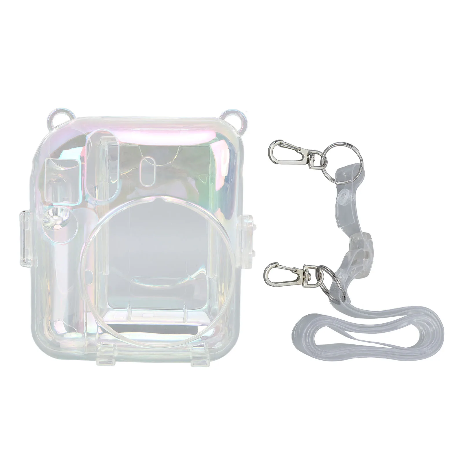 PC Transparent Colorful Camera Protect Clear Case for Fujifilm Instax Mini 12 Camera With Adjustable Shoulder Strap