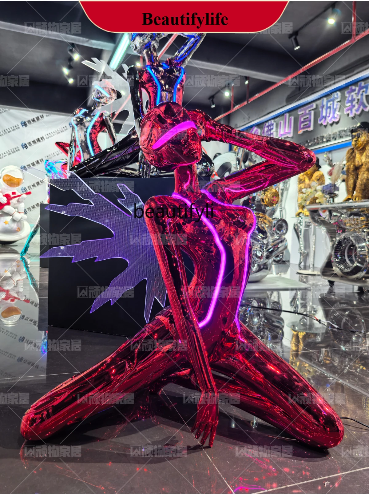 D178 Future Technology Goddess Mechanical Goddess Large Ornament Trendy Sculpture Bar KTV Fiberglass Floor Ornament