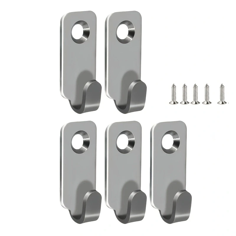 5-piece stainless steel wall-mounted hooks, J-shaped picture frame mirror hooks, special wall anchor screws hooks