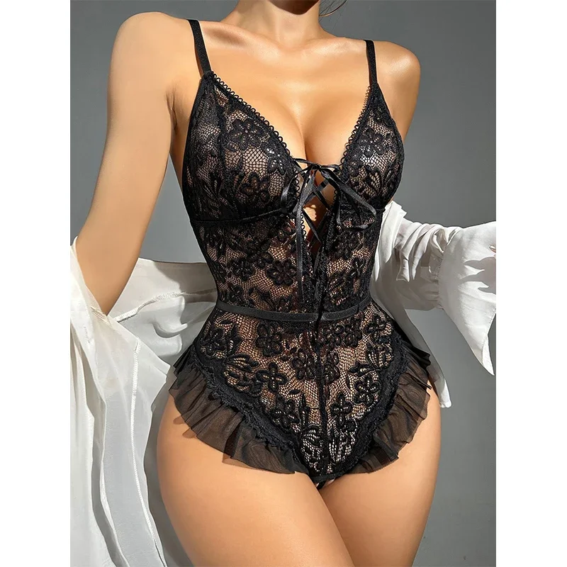 Erotic Hot Lace Open Bra Lingerie for Women Sexy Underwear Porn See Through Babydoll Dress Sexy Lingerie Costumes Plus Size