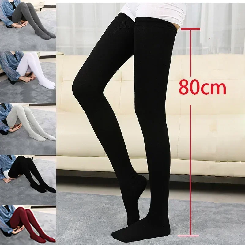 Herbst- und Winter-Warme 80cm Kniestrümpfe für Damen, Baumwoll-Overknee-Strümpfe, Lange Strümpfe für Damen und Mädchen, Sexy Hohe Socken