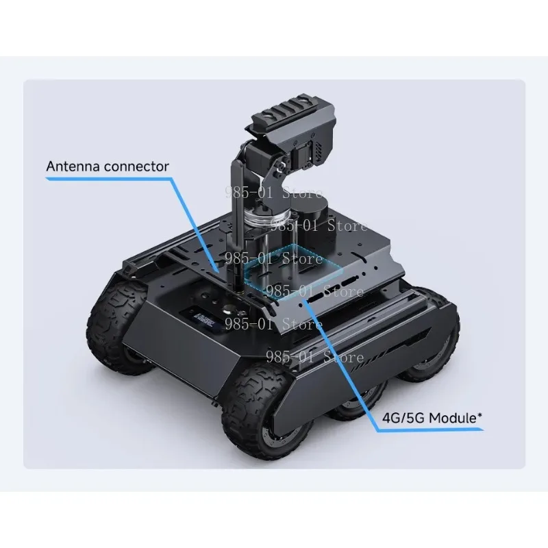 6-Wheels 4WD AI Robot Car with Dual Controllers Compatible with Raspberry Pi 4B / Raspberry Pi 5