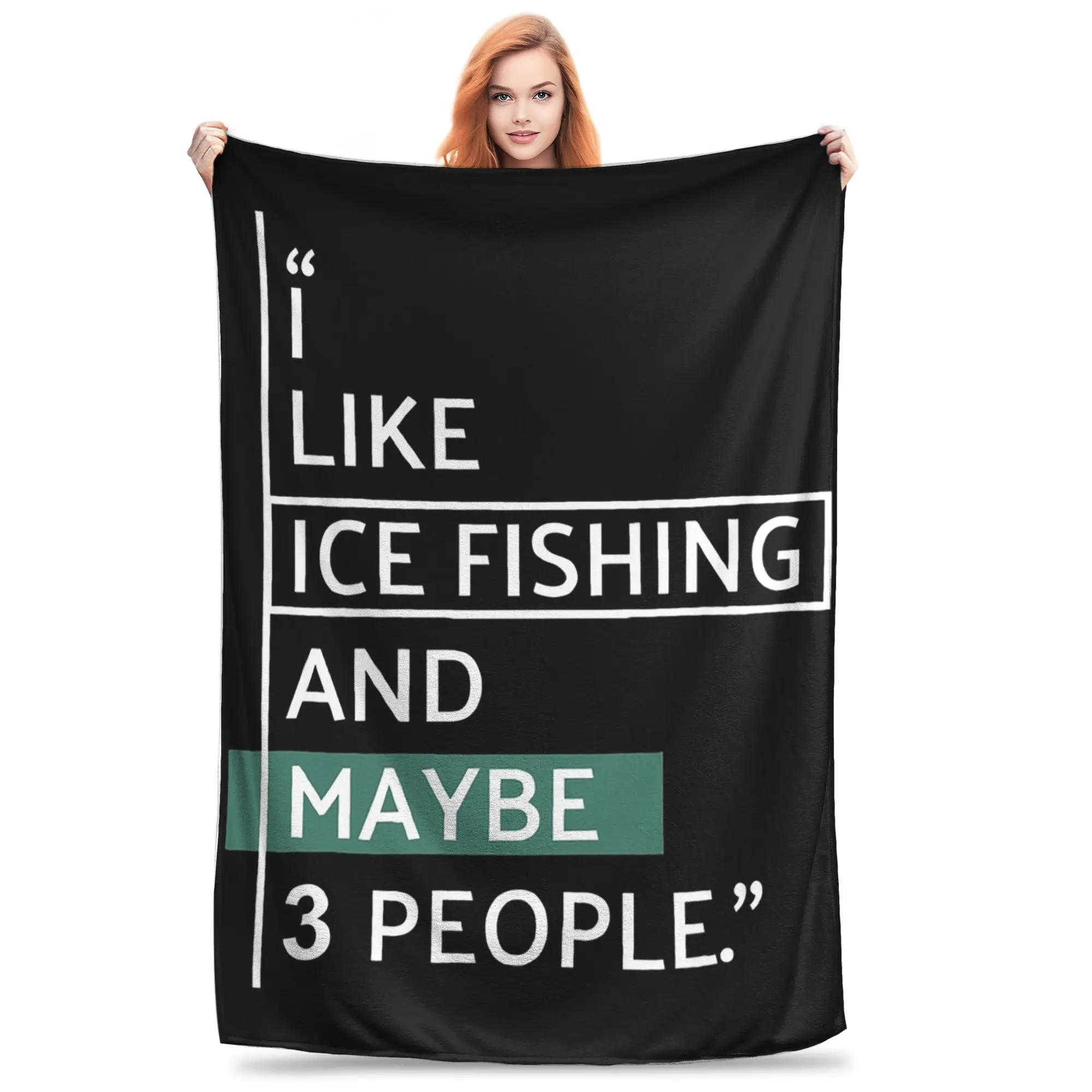 

I Like Ice Fishing Blanket Breathable Fleece Sofa Throw Blanket for Couch Bedding Office Throws Bedspread Quilt