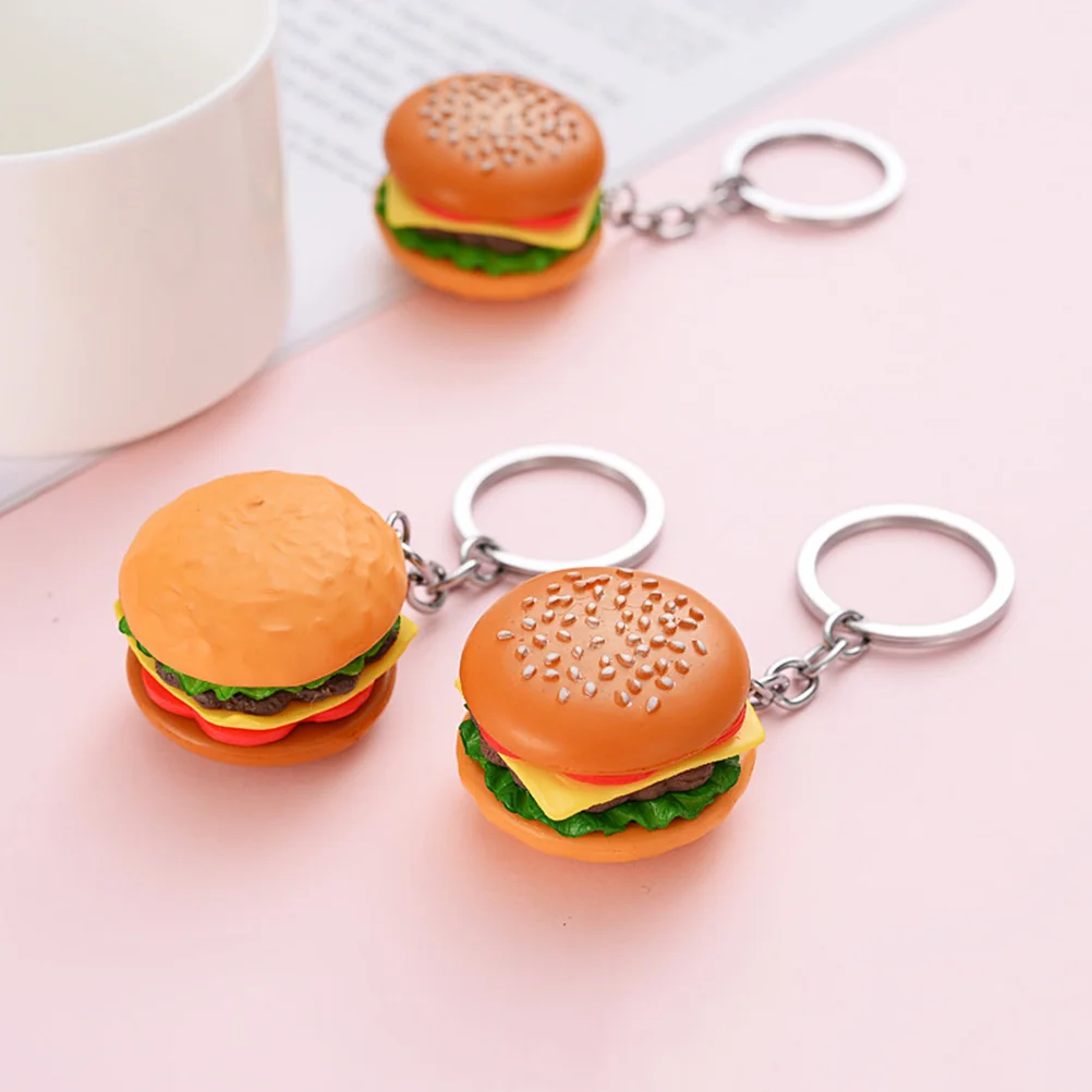 Simulation Food Key Pendant Hamburger Keychain Cartoon Charms Keychains Creative