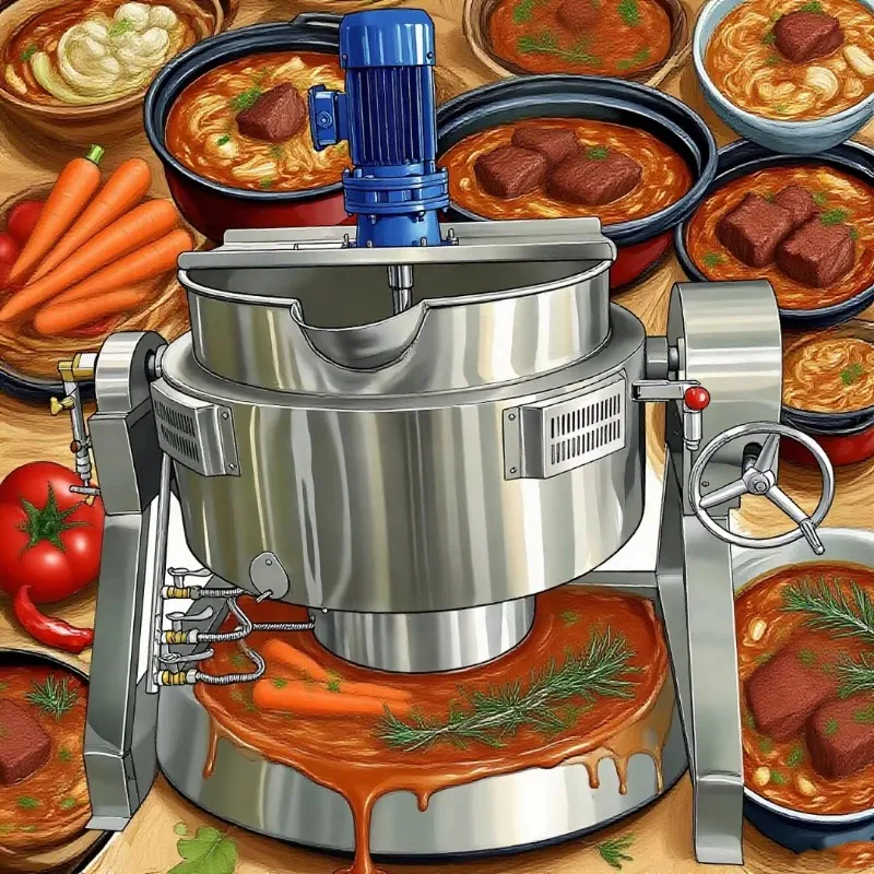 Industrial Electric Jacketed Pot with Mixer for Cheese Sauce Baking Frying Commercial Custom