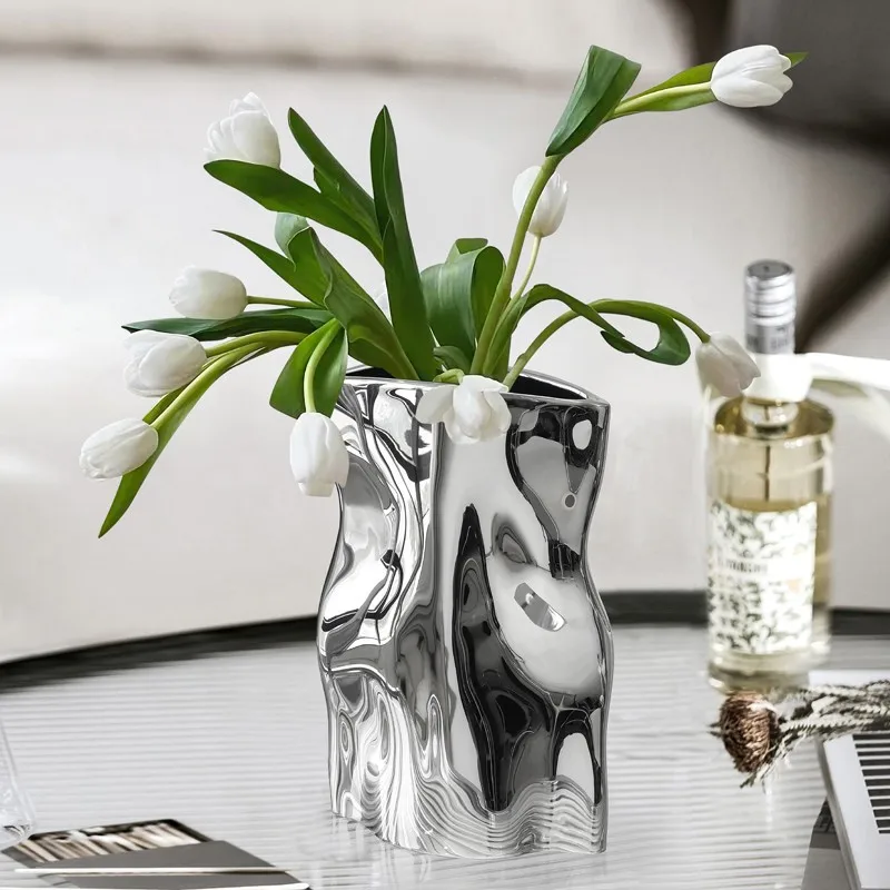 Luxury Vases, Home Decor Silver Vases, Room Decor, High-end Accessories, Dining Table Decorations, Gift Ornaments Home Decor