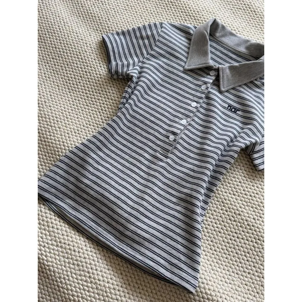 Simple Slim Waist Stripe Half Sleeve T-shirt Preppy Style Short All-match Crop Tops Minority Casual Elegant Soft Shirts