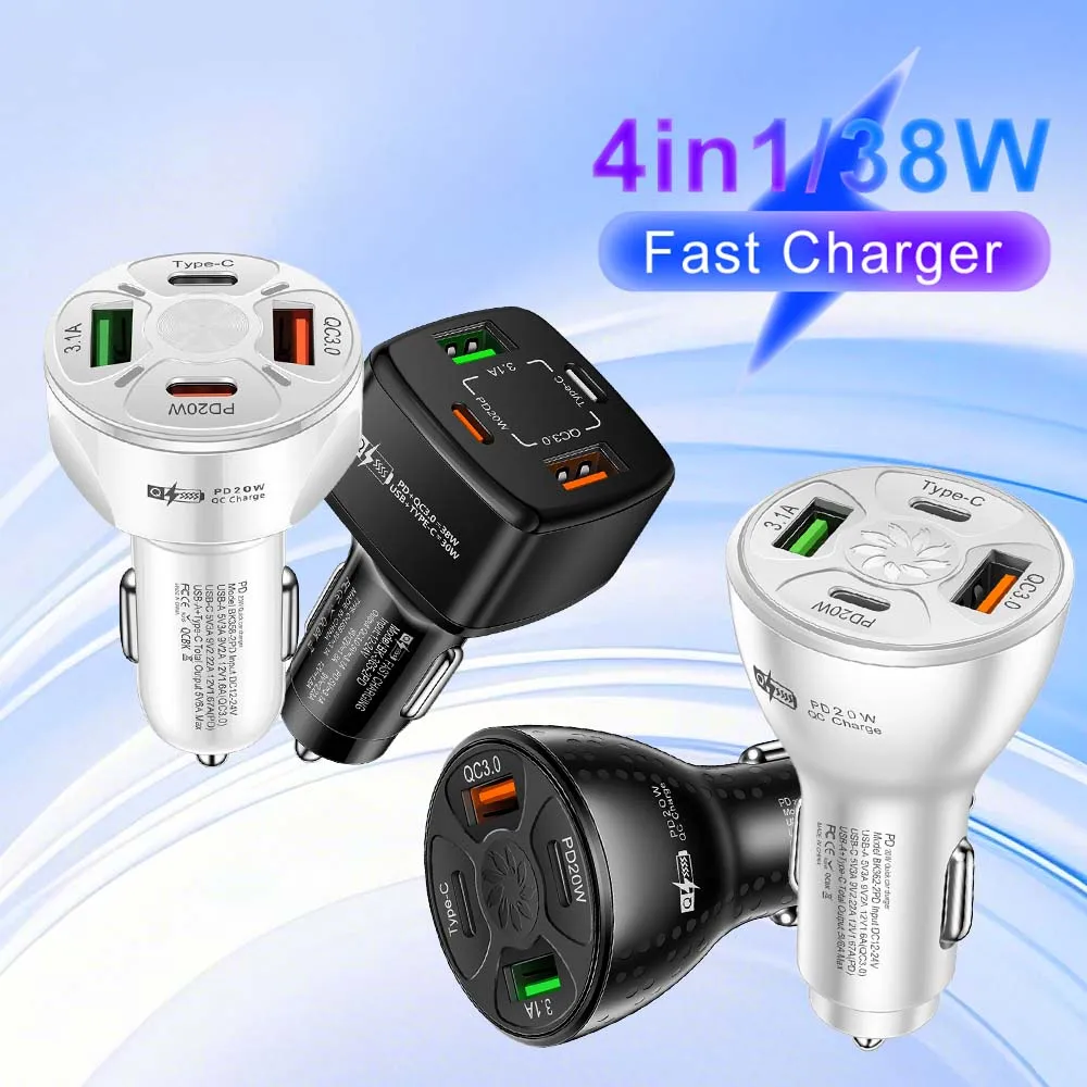 38 W PD Auto Ladegerät Schnelle Lade Typ C USB Telefon Lade Power Adapter Im Auto Für iPhone 13 14 Xiaomi Samsung Schnelle Auto Ladegerät
