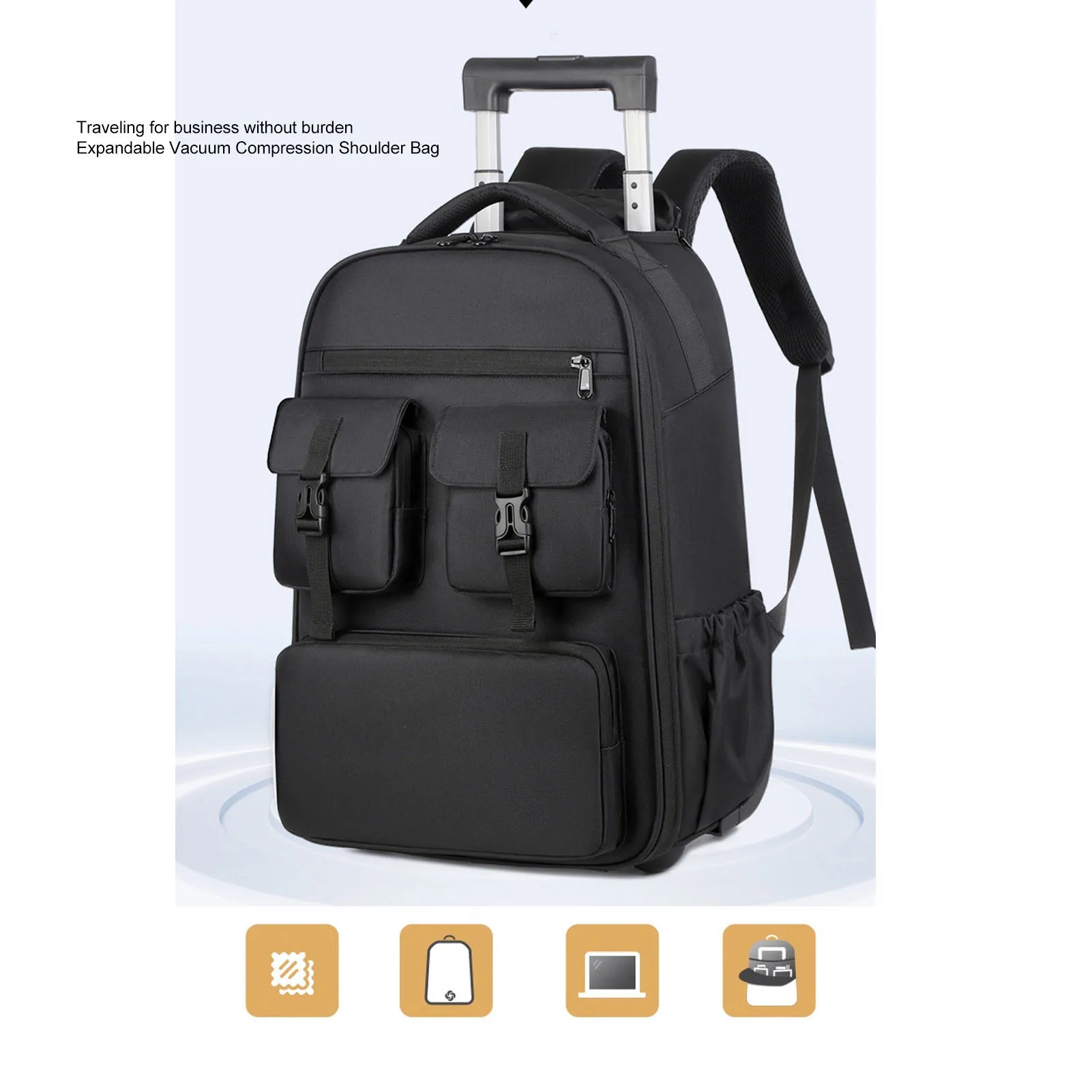 Rolling Duffle Bag With Wheels Multifunctional Adjustable Shoulder Strap Water Proof Travel Vacuum Backpack for Business Trip