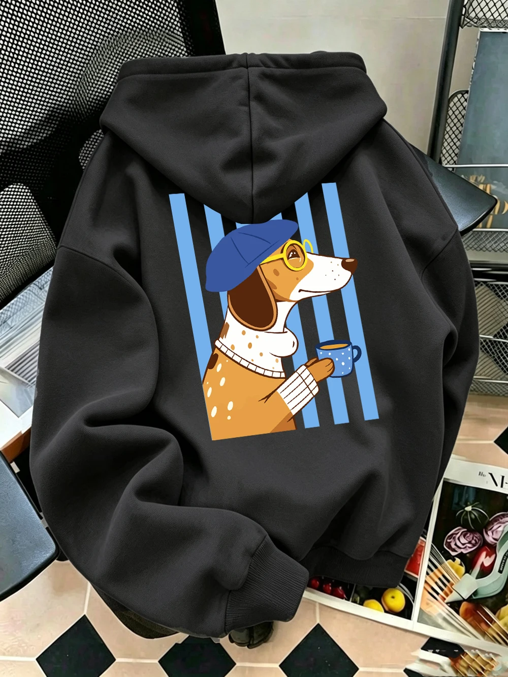 Dachshund-Hundemotiv Hoodies Damen Lässige Lose Pullover mit Taschen Sportliche Jogging-Sweatshirts Winter Fleece Warme Damenkleidung – Detail 24