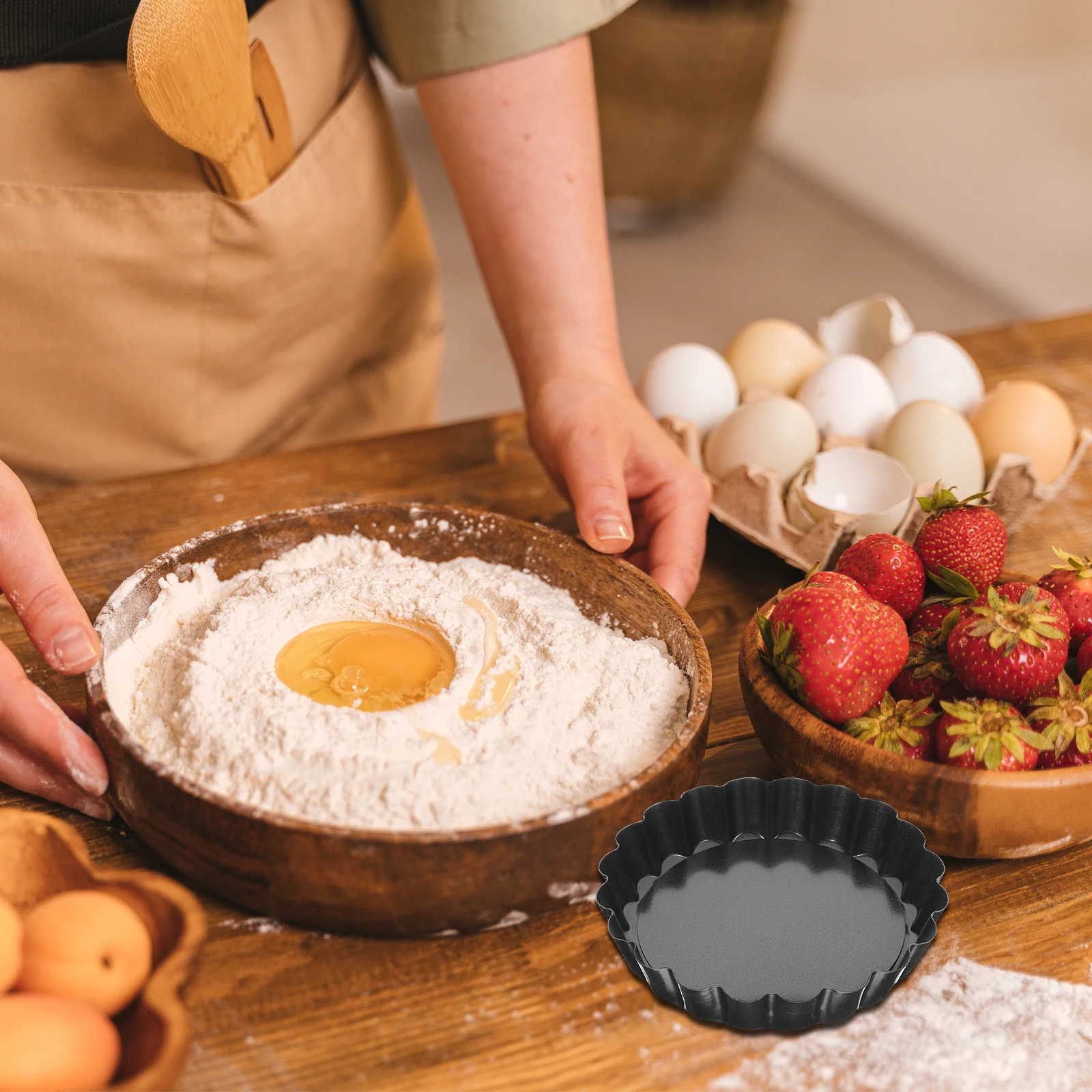 

8 Pcs Egg Tart Pie Baking Tray Small Pans Bread for Carbon Steel with Removable Bottom Cake Mini