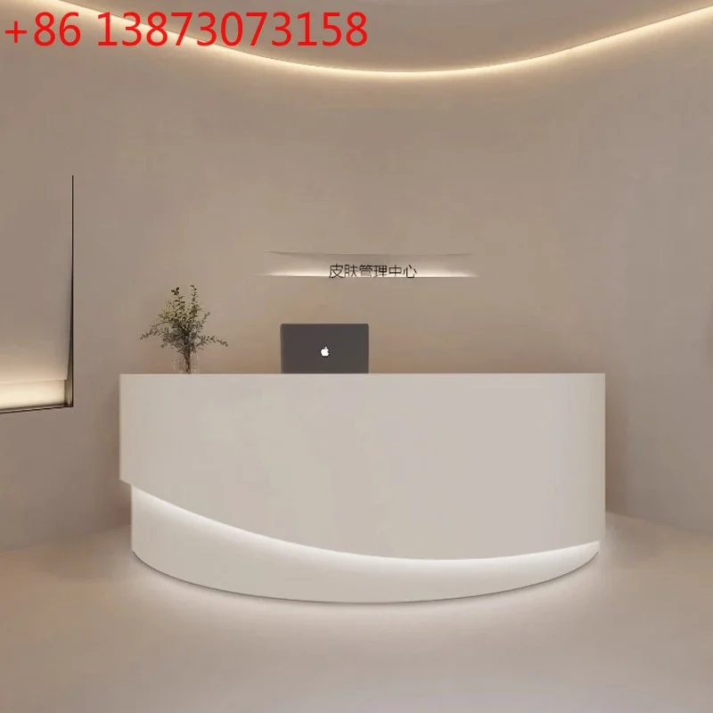 Curved checkout page beauty salon mouth small counter clothing store bar table simple modern company front desk reception