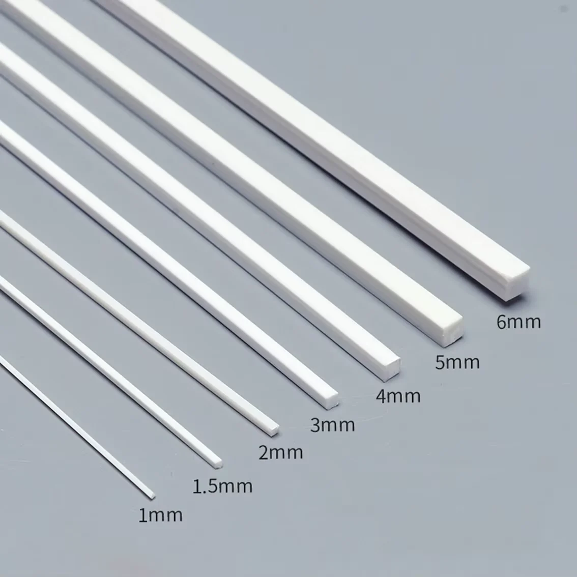 10/20/30/40Pcs Length 250mm White 1*1mm-10*10mm Square ABS Plastic Solid Tube Pipe DIY Material For Model Part Accessories