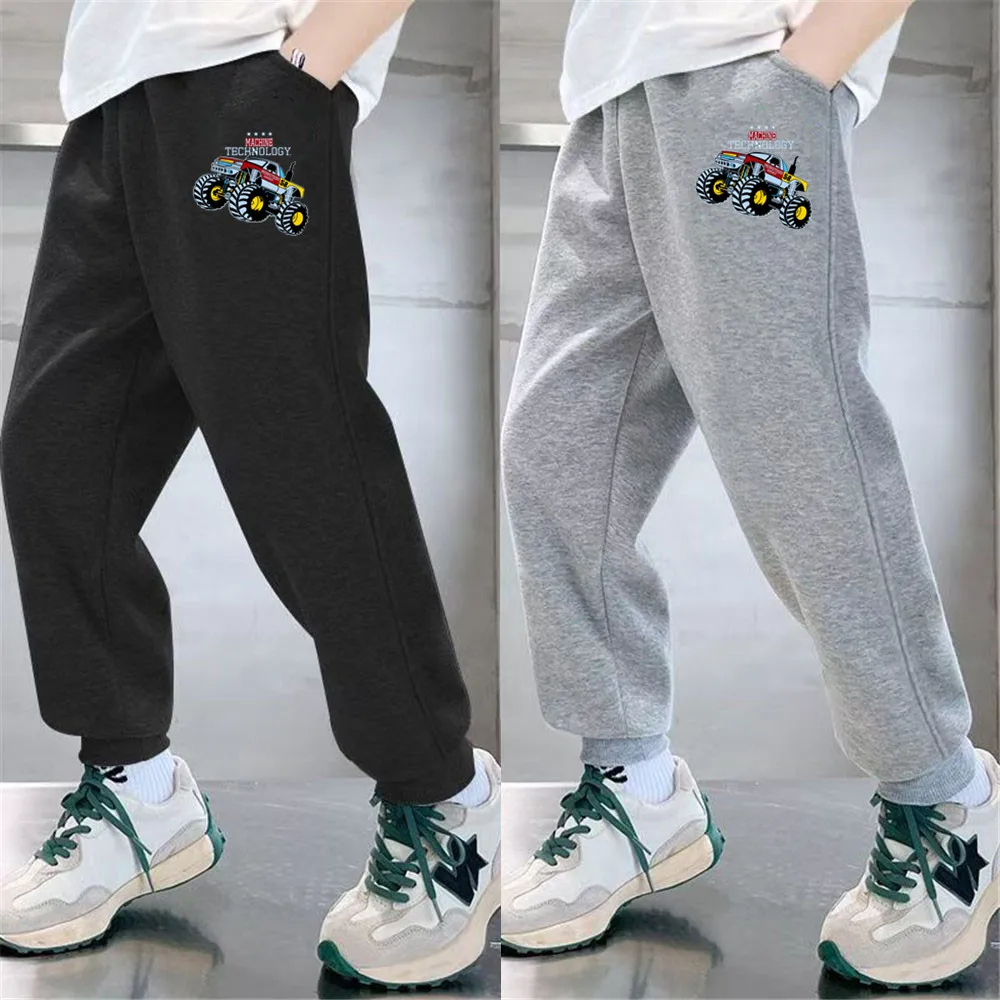 2025, Off-Road Truck Bedruckte Hosen Herbst Frühling Jungen Laufhose Jogger Sweatpant Kinder Baumwolle Sport Freizeithose YYL01