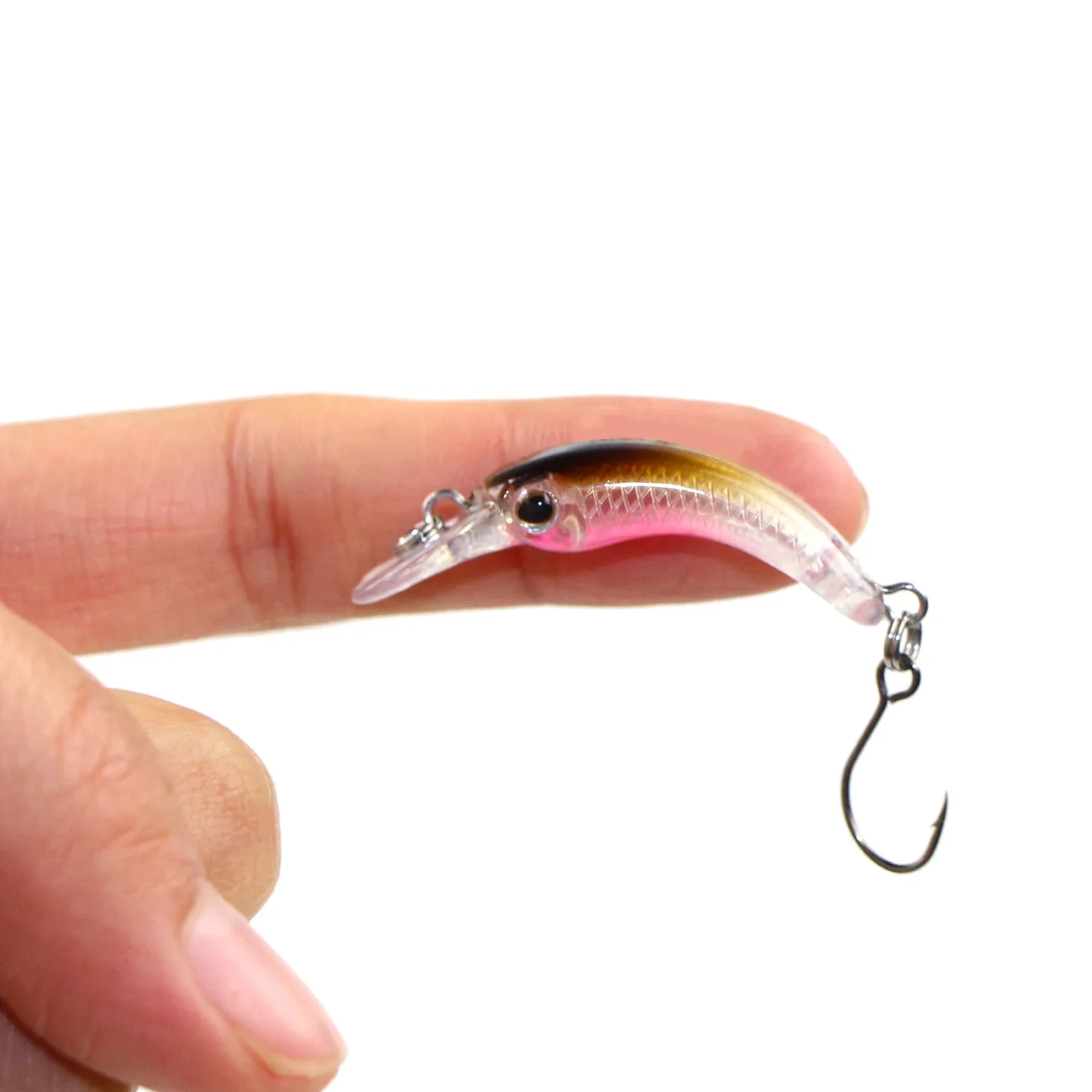 Señuelo Mini Minnow 40mm curvo – Anzuelo simple para trucha - imagen 4