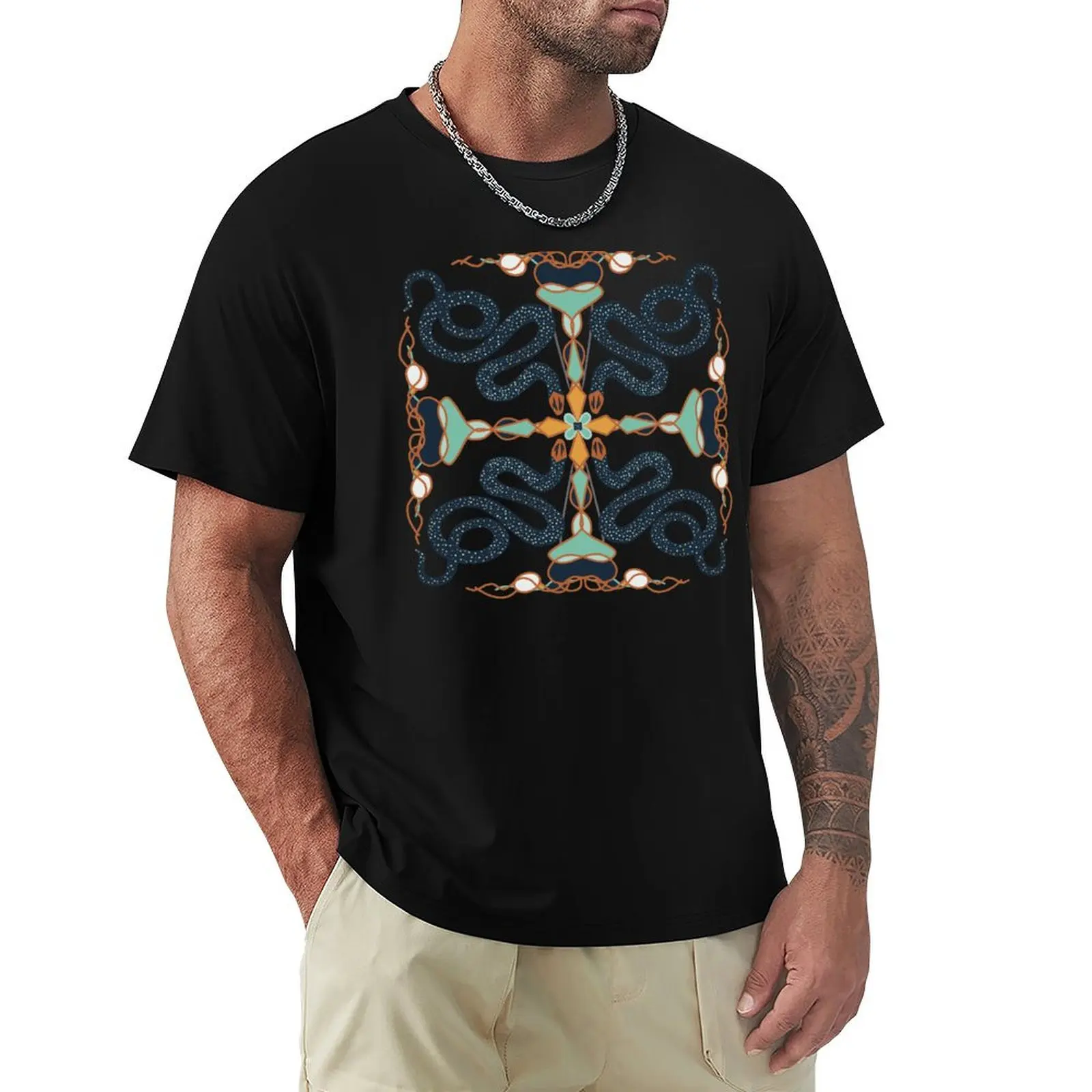 Snake- Speckled Racer- (Drymobius margaritiferus) Texas Threatened Reptile T-Shirt Simple Print Design T-Shirt