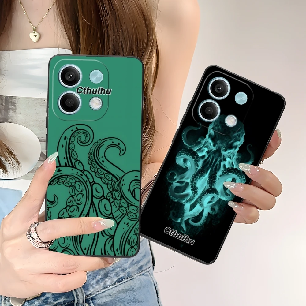 Great Cthulhu Painting Mobile Cell Phone Case for Xiaomi POCO M6 M5 M4 M3 X6 X5 X4 X3 F6 F5 F4 F3 F2 C40 Pro GT 5G Black Cover