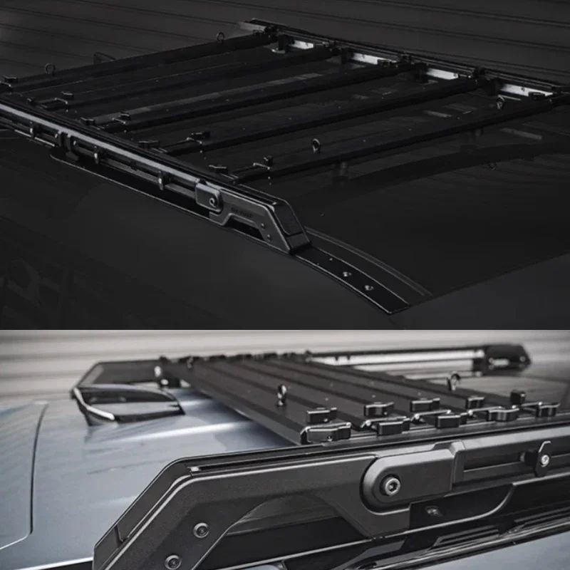 New！ Car Luggage Rack Fit for PLUMB New Land Rover Defender 110 Modified Parts Black Warrior Slide Rail Type Roof Rack Luggage F