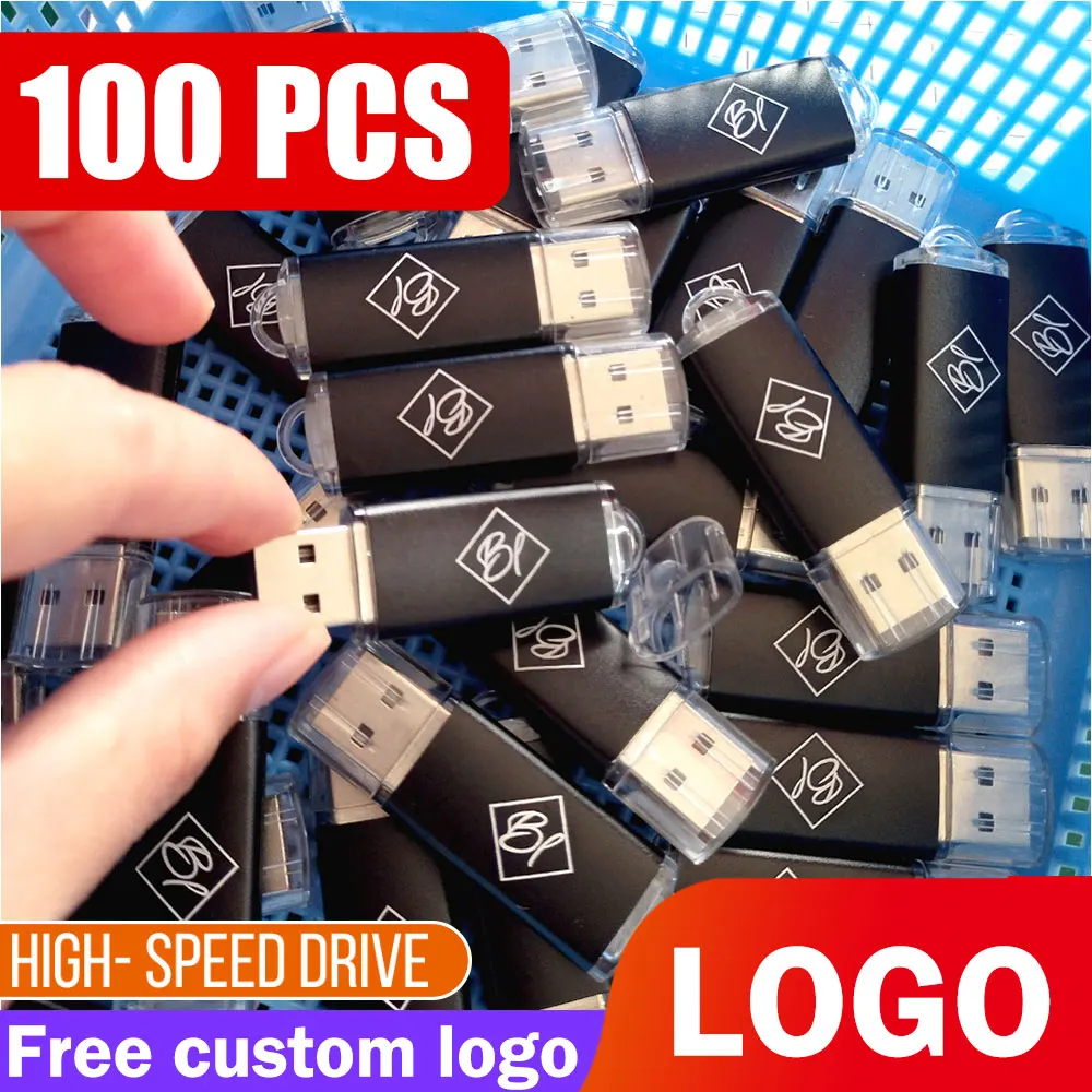 100PCS/LOT Fashion Rotatable USB 2.0 Flash Drive 64GB 32GB 16GB 8GB 4GB Waterproof Memory Stick Pen Drive 2GB 1GB 128mb