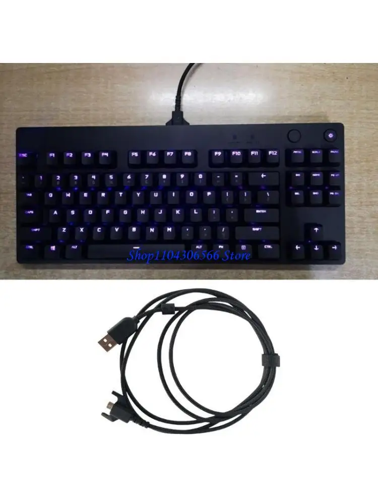 02DD 2m Durable Nylon Braided Line USB Keyboard Cable Replacement Wire for  GPRO X Mechanical Gaming Keyboard
