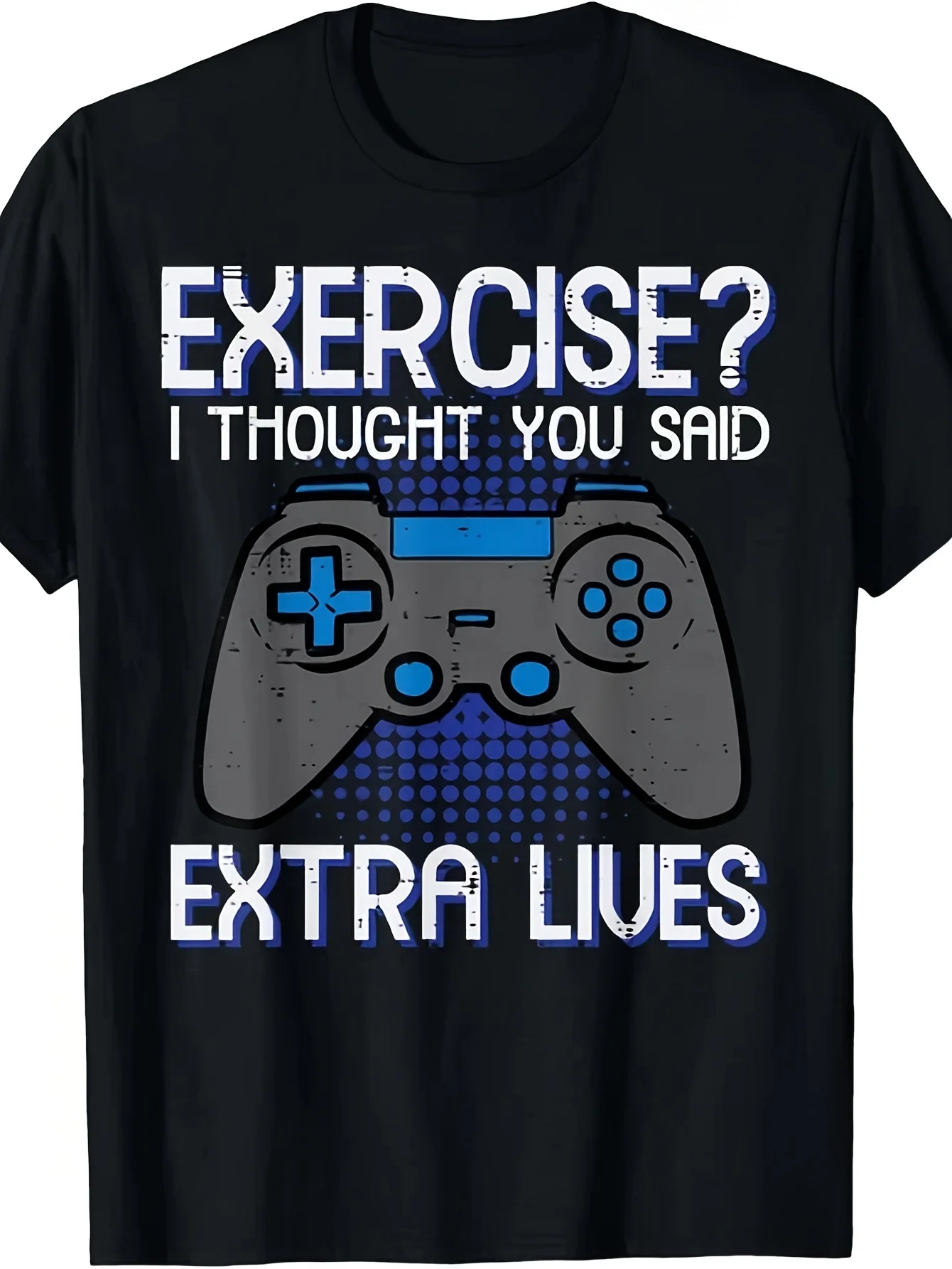 Humorous Gaming T-Shirt for Boys And Men, Featuring a Design about Gamer Exercise And Extra Lives. Unisex Style for Summer 2026, Short-Sleeved, Made of 180G Fabric
