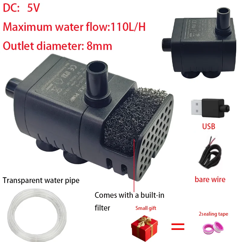 

Mini silent water pump 5V 110L/H water dispenser, pet supplies, pet cat water dispenser, anti dry burning motor