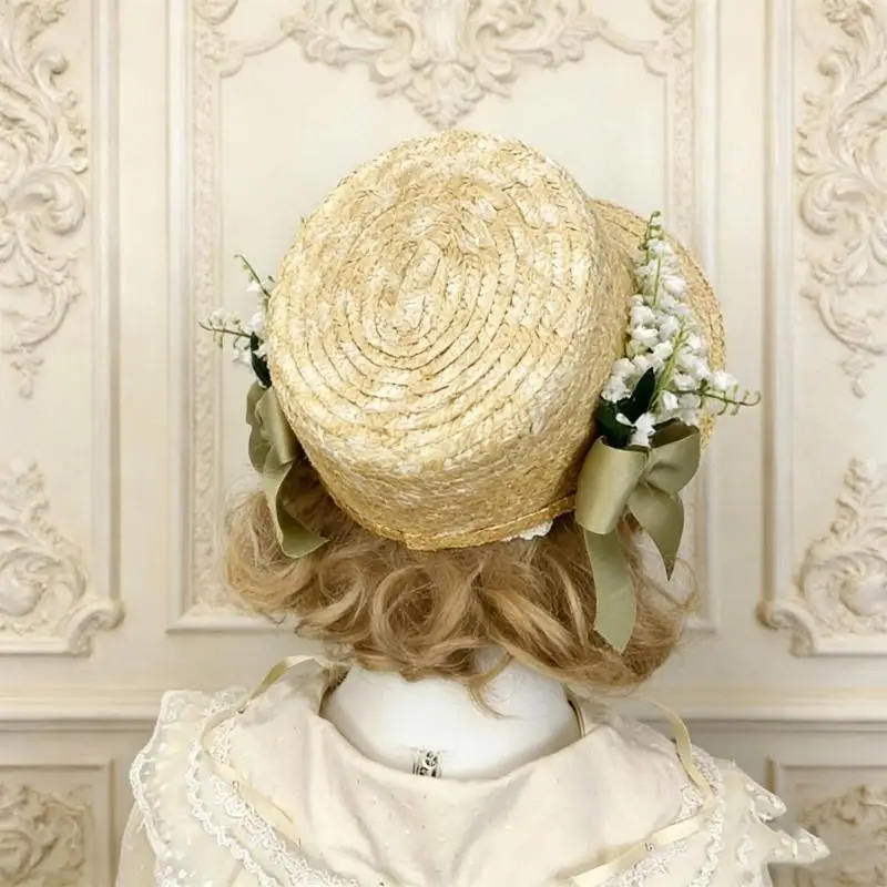 A52E Elegant Brimless Straw Hat Lightweight Bonnet Design for Beach Travel Gardening