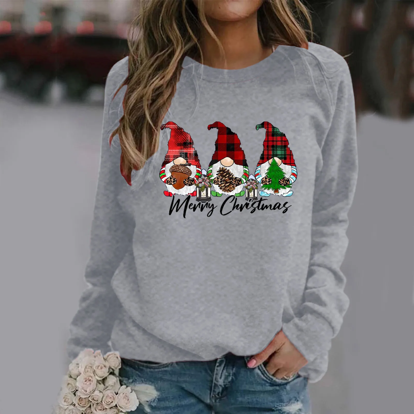 

Christmas Sweatshirt Women Long Sleeve Print Pullover Tops Christmas Party Crewneck Sweatshirts Ladies Casual Festival Clothing