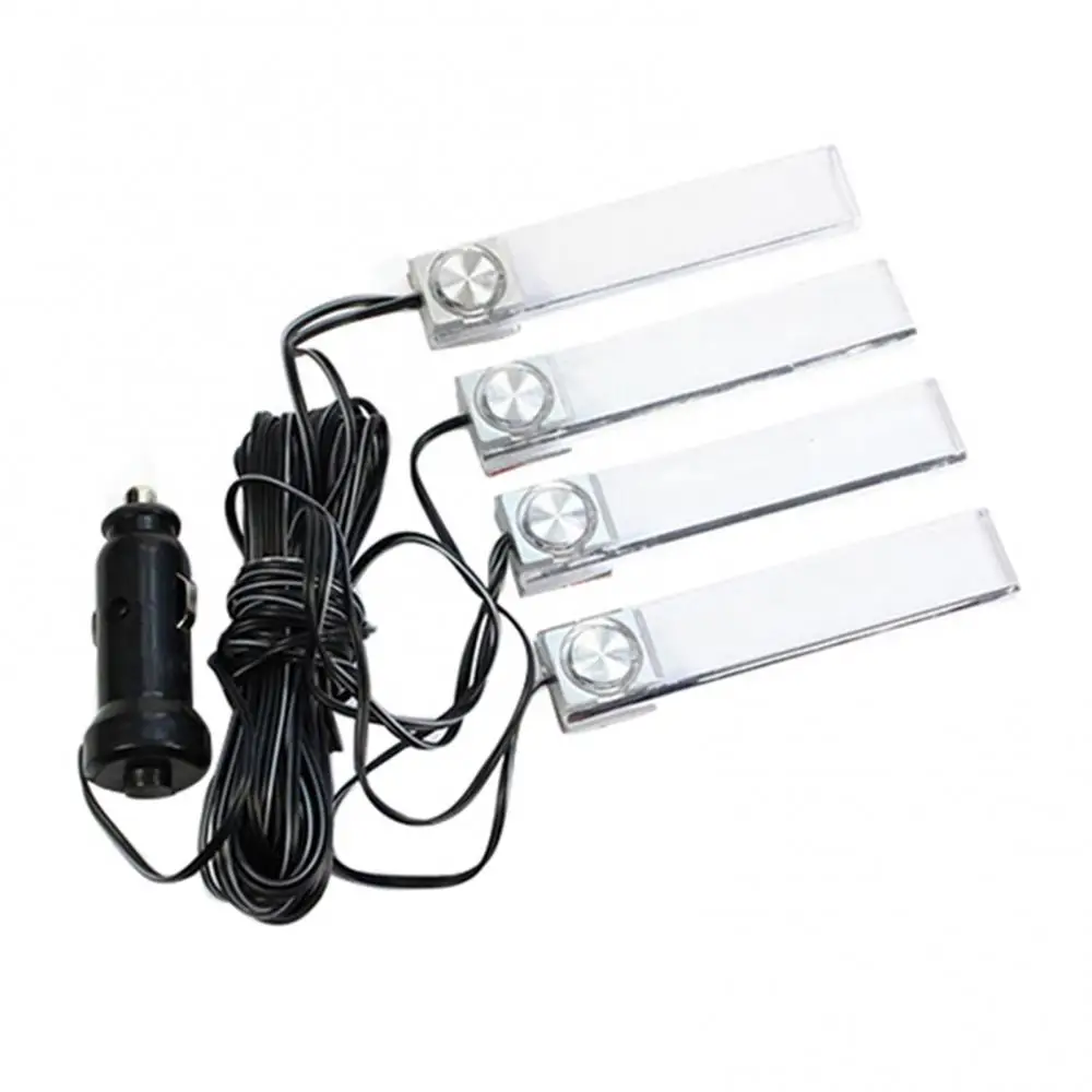 Universal 4 In 1 12V Blue Car Atmosphere Lamp Charge LED Interior Floor Decoration Lights