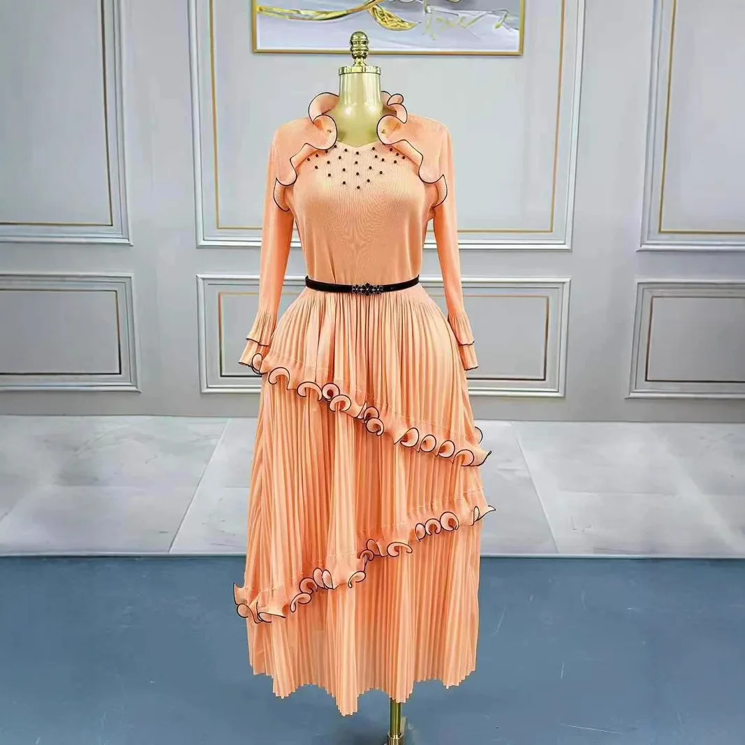 

European and American new fungus edge large size dress fashionable high-end banquet light luxury elegant cake dress
