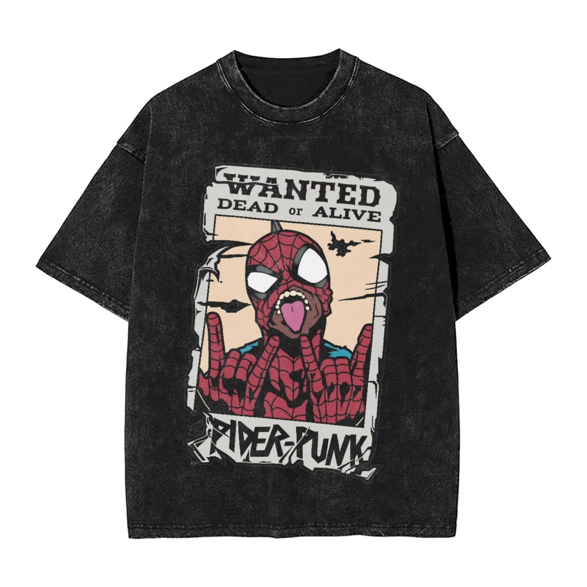 Camiseta de Verano 2026 con Diseño de Spider-Man, Estilo Punk, Unisex, Cómoda, Lavada, Corte Holgado