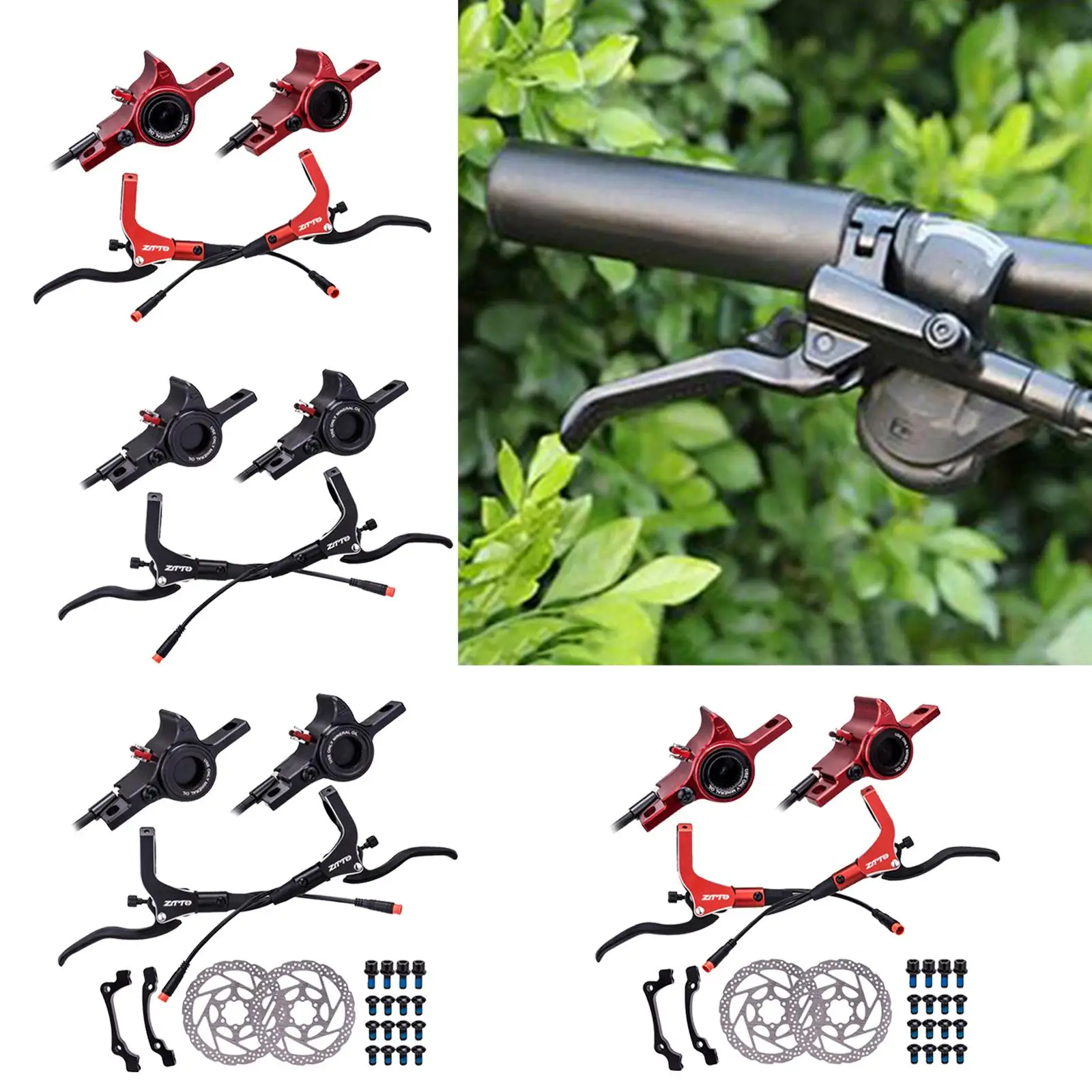 Hydraulic Disc Brakes Set Levers Universal Adapter Compatible for Trail