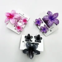 3Pcs/Set Sweet Flower Colroful Gradient Hair Claws Ponytail Clip Clamp Barrettes Hairpins for Women Girl Beach Hair Accessories - Image 5