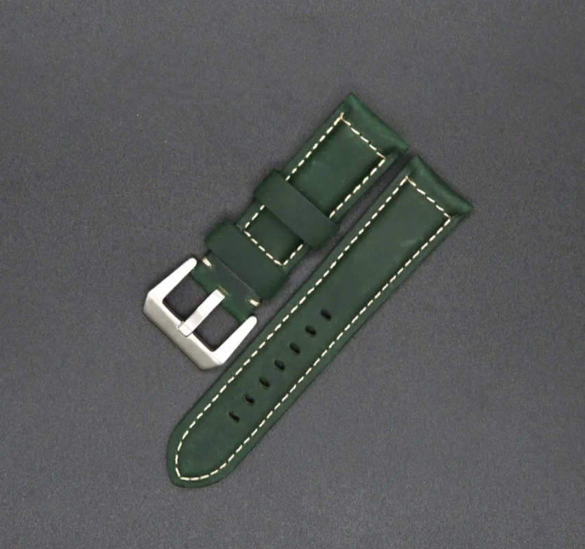 حزام ساعة جلدي عالمي 20/22/24/26 مللي متر عقدة من الخيزران نمط شمع الزيت سوار من الجلد المجنون لساعة بانيراي ريترو