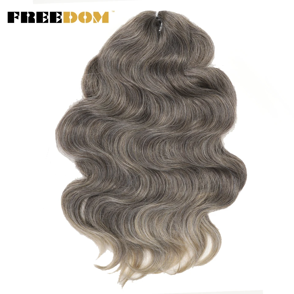 FREEDOM Synthetisches Body-Wave-Häkelhaar 24 Zoll 3 Stück Haarzöpfe Kunsthaar Wellig Ombre Braun Blond Flechthaarverlängerungen – Detail 13