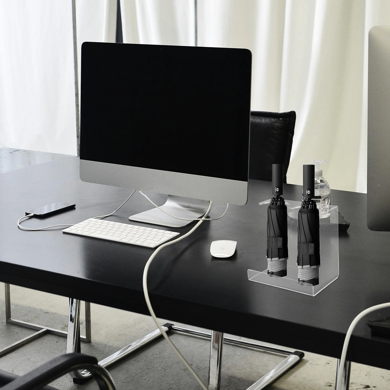 

Sturdy Acrylic Umbrella Display Rack Slotted Storage Stand For Entryway Home Hotel Retail Store Hollow Design Organizer Clear