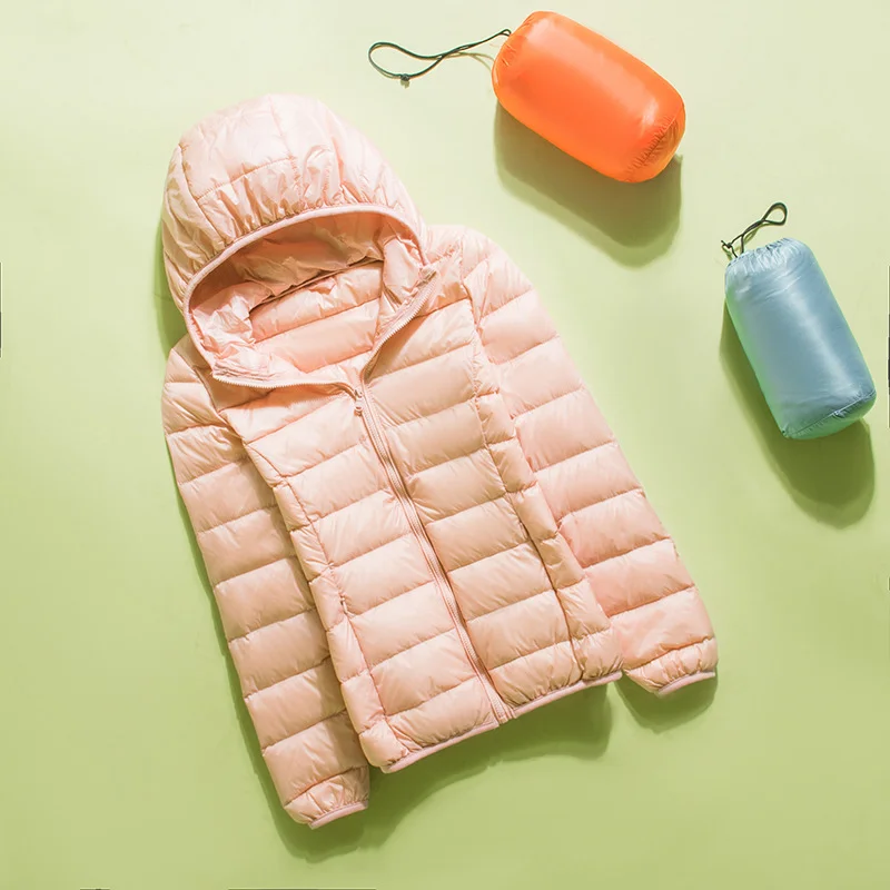 2023 neue Frühjahr und Herbst Frauen ultraleichte dünne packbare Daunen kurze Puffer jacke weiße Ente Daunen Slim Fit weibliche Kapuzen mäntel