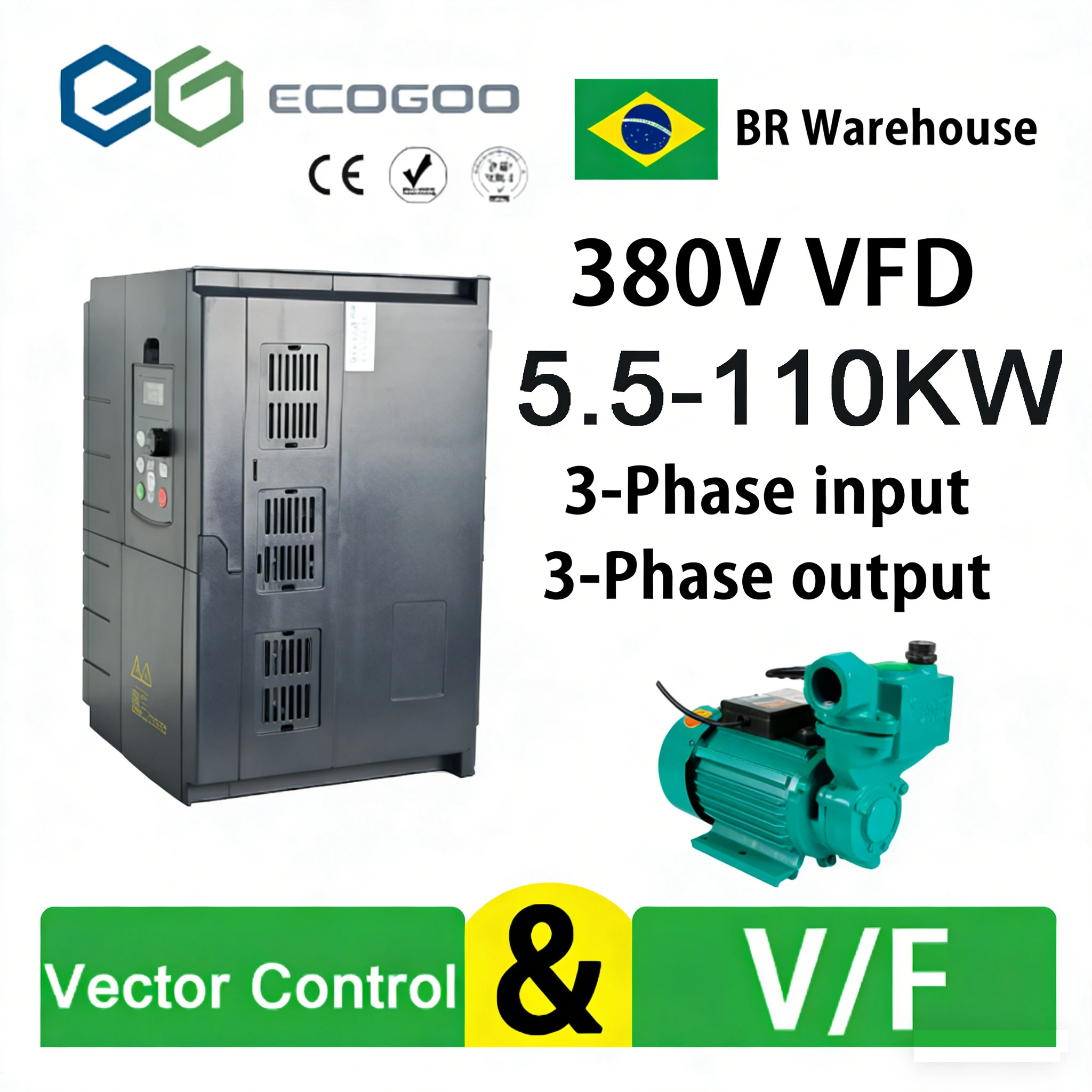 Novidade! Controlador de Velocidade de Motor Inversor Ac380V 5.5-110KW 3P-3P, Co - imagem 1